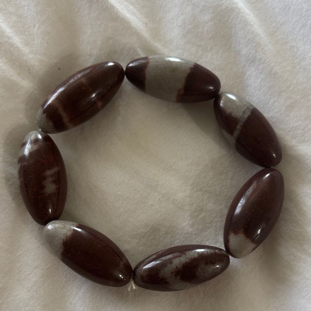 Dark Maroon and Gray Agate Bracelet